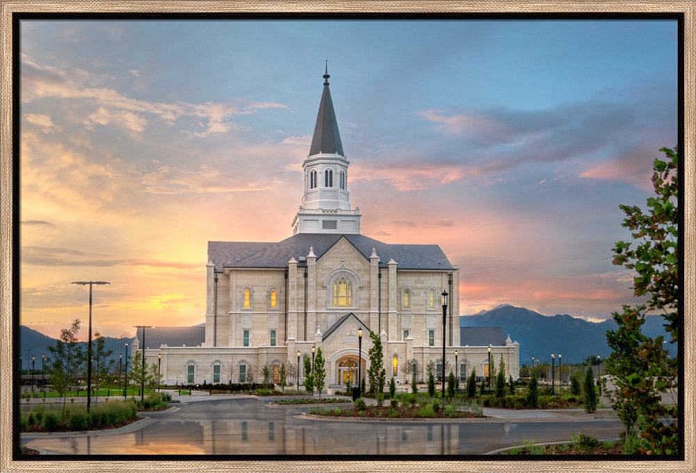 Taylorsville Temple - Covenant Path - framed giclee canvas