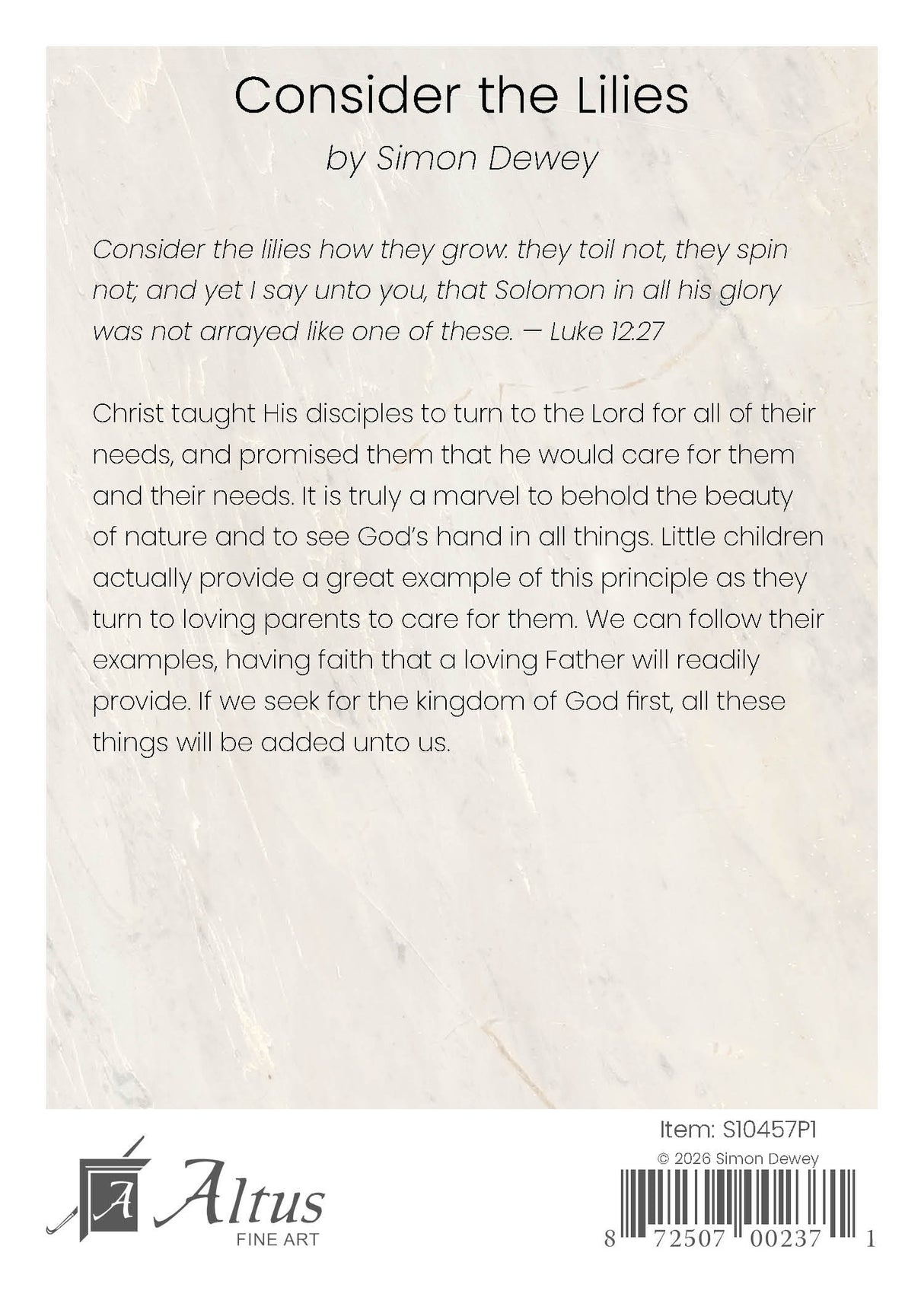 Consider the Lilies by Simon Dewey