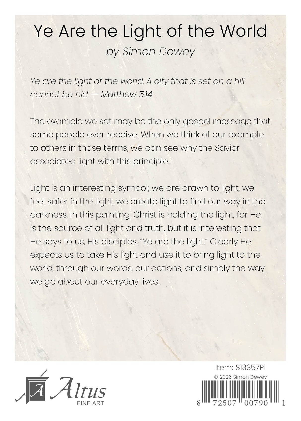 Ye Are the Light of the World by Simon Dewey