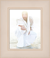 Jesus smiling gently and reaching out His hand toward the viewer.