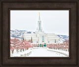 Bountiful Temple - In the Snow 22x26 framed strata design bronze frame