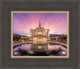 Ogden Utah Temple - Sunrise Reflection 12x14 framed textured print medium brown frame