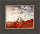 Boise Idaho Temple with Red roses.