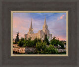 Brigham City Temple - Garden View 12x14 framed textured print medium brown frame