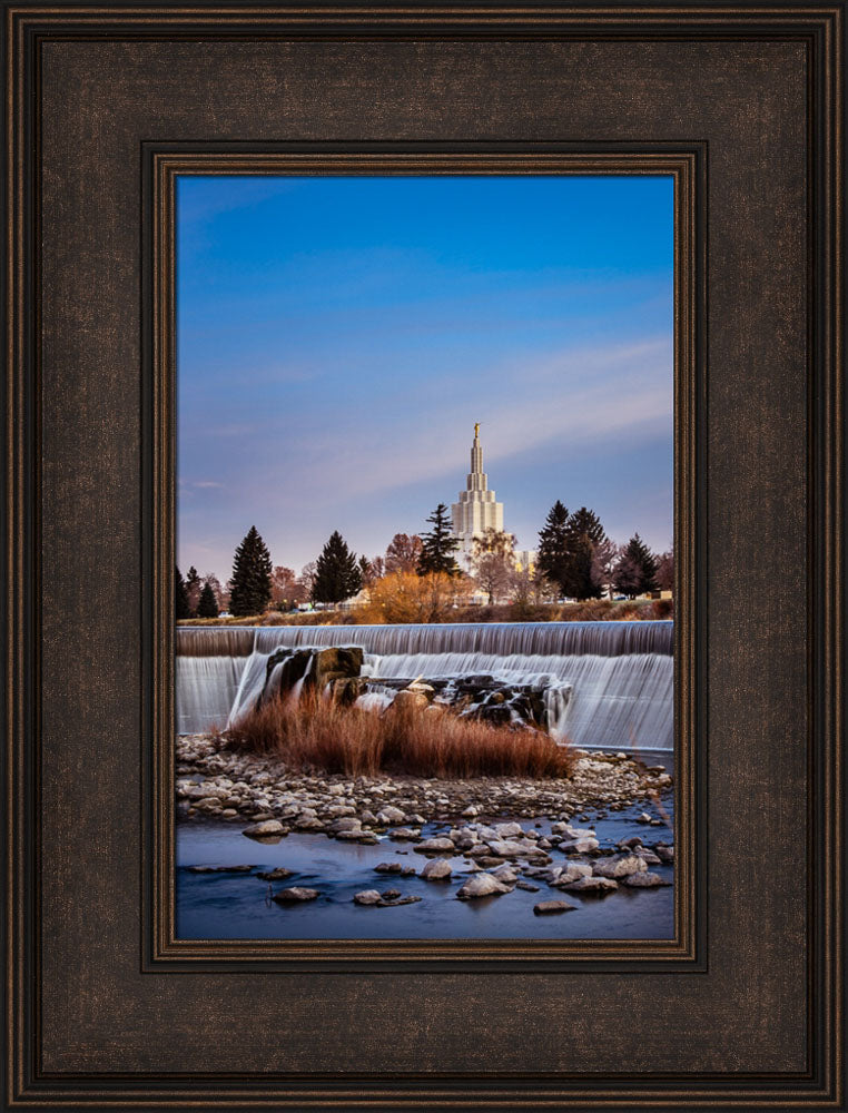 Idaho Falls Temple - From the Falls by Scott Jarvie | Altus Fine Art
