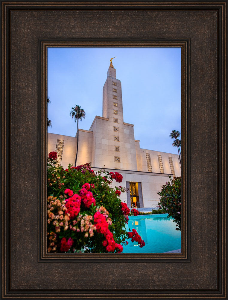 Los Angeles Temple - Red Flowers by Scott Jarvie | Altus Fine Art