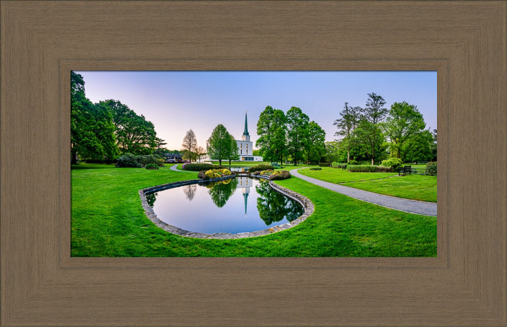 London England Temple - Reflection Pond Panorama by Scott Jarvie