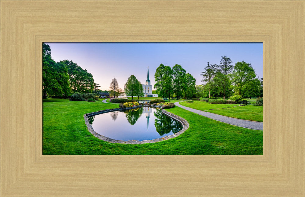 London England Temple - Reflection Pond Panorama by Scott Jarvie