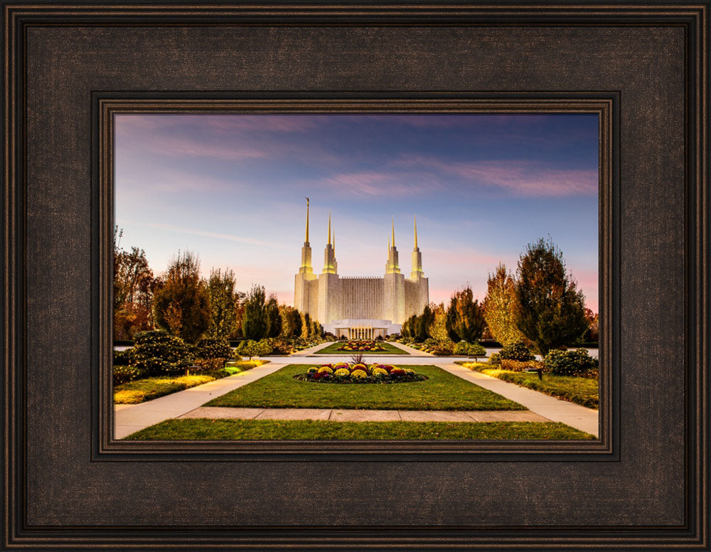 Washington DC Temple - Yellow Christmas Lights by Scott Jarvie