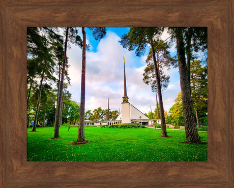 Stockholm Sweden Temple - Through the Trees - framed giclee canvas