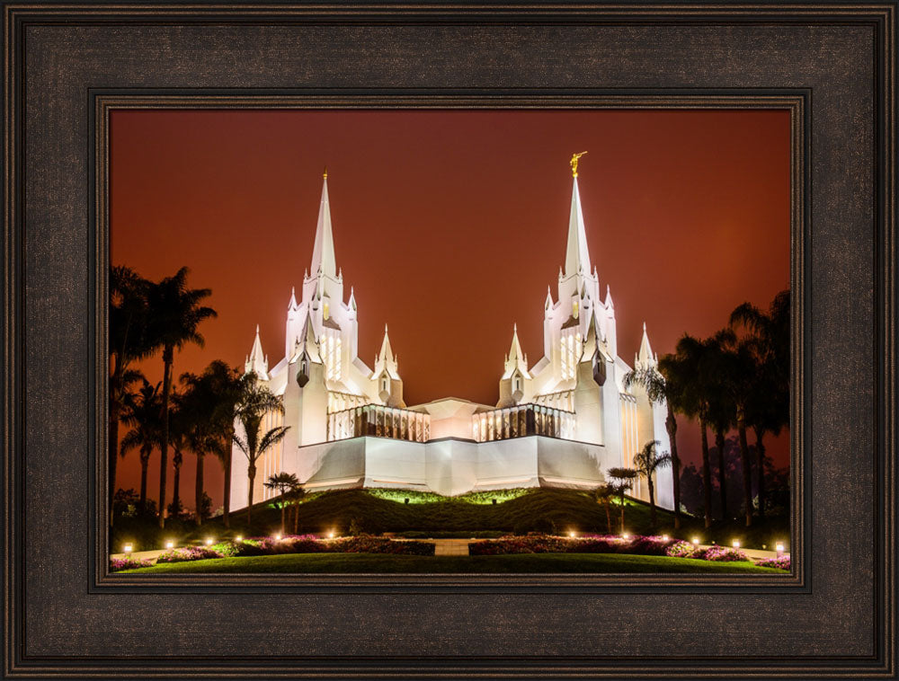 San Diego Temple - Sunset on Fire by Scott Jarvie | Altus Fine Art