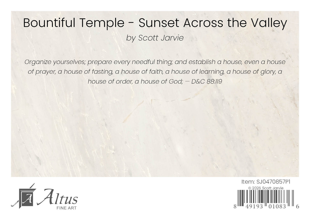 Bountiful Temple - Sunset Across the Valley