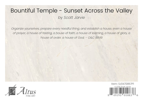Bountiful Temple - Sunset Across the Valley