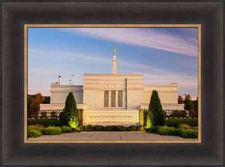 Spokane Temple - Sign with Lights by Scott Jarvie