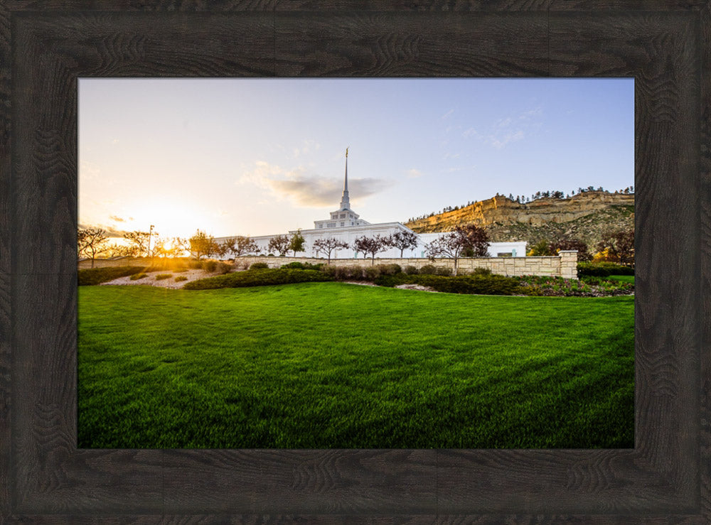 Billings Temple - Sunset - framed giclee canvas