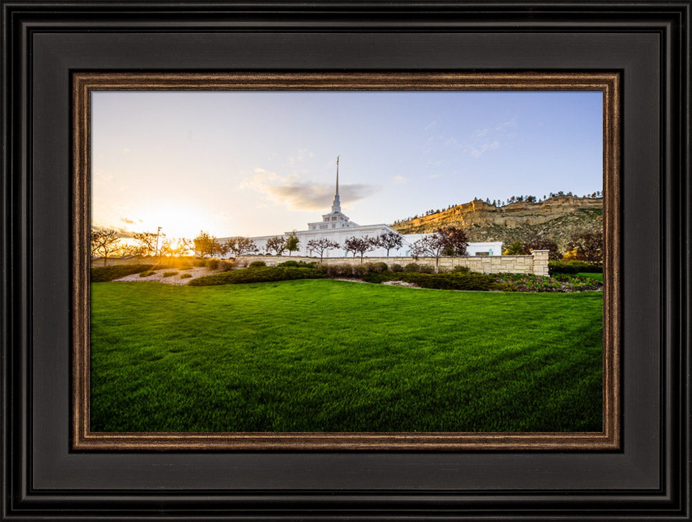 Billings Temple - Sunset - framed giclee canvas