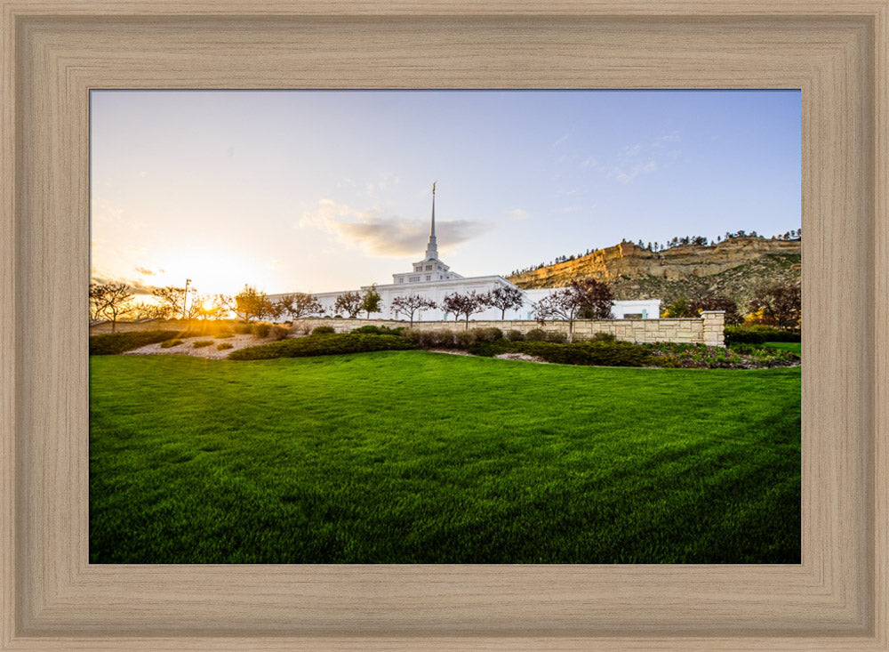 Billings Temple - Sunset - framed giclee canvas