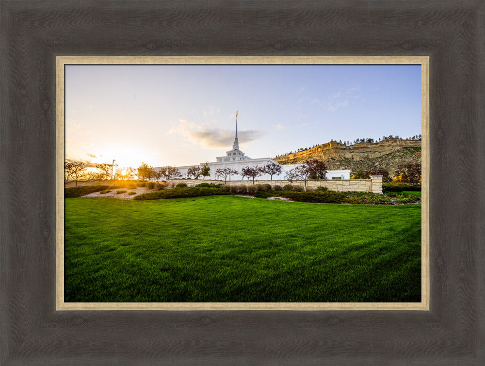 Billings Temple - Sunset - framed giclee canvas