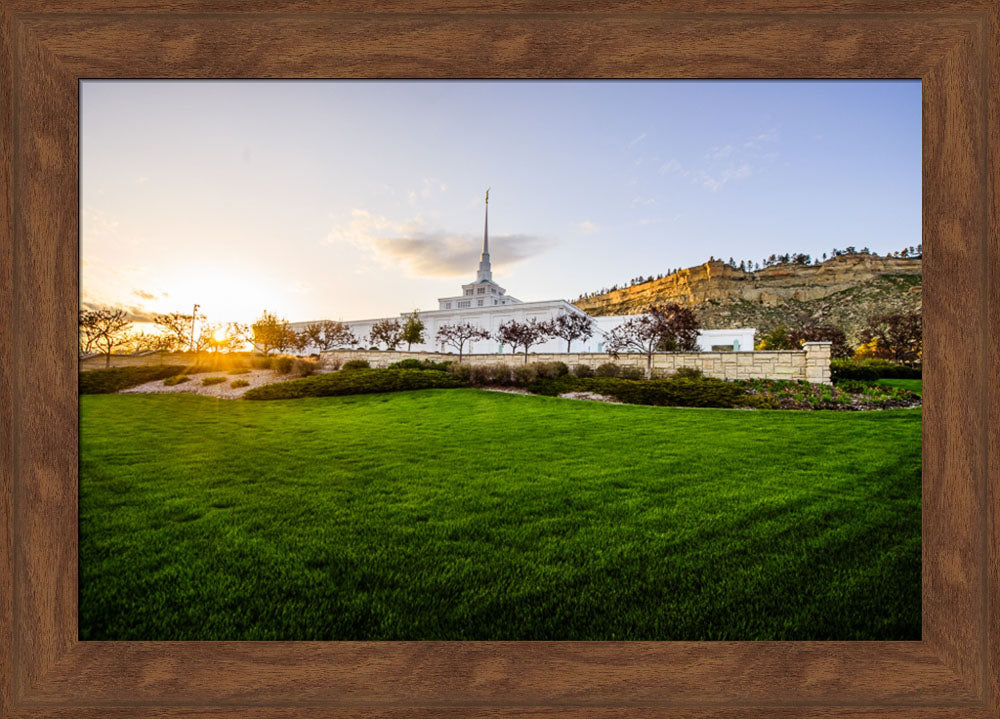 Billings Temple - Sunset - framed giclee canvas