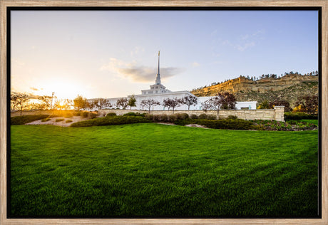 Billings Temple - Sunset - framed giclee canvas