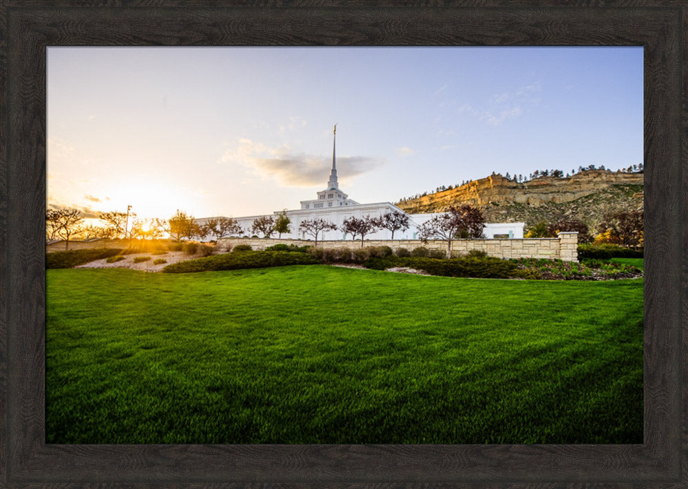 Billings Temple - Sunset - framed giclee canvas