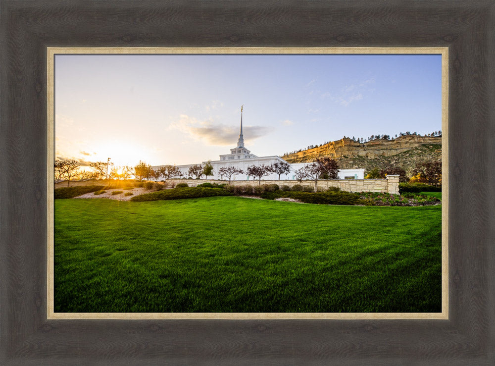 Billings Temple - Sunset - framed giclee canvas