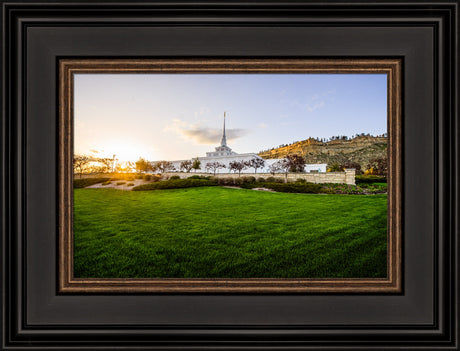 Billings Temple - Sunset - framed giclee canvas