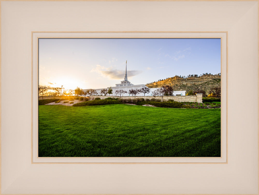 Billings Temple - Sunset - framed giclee canvas