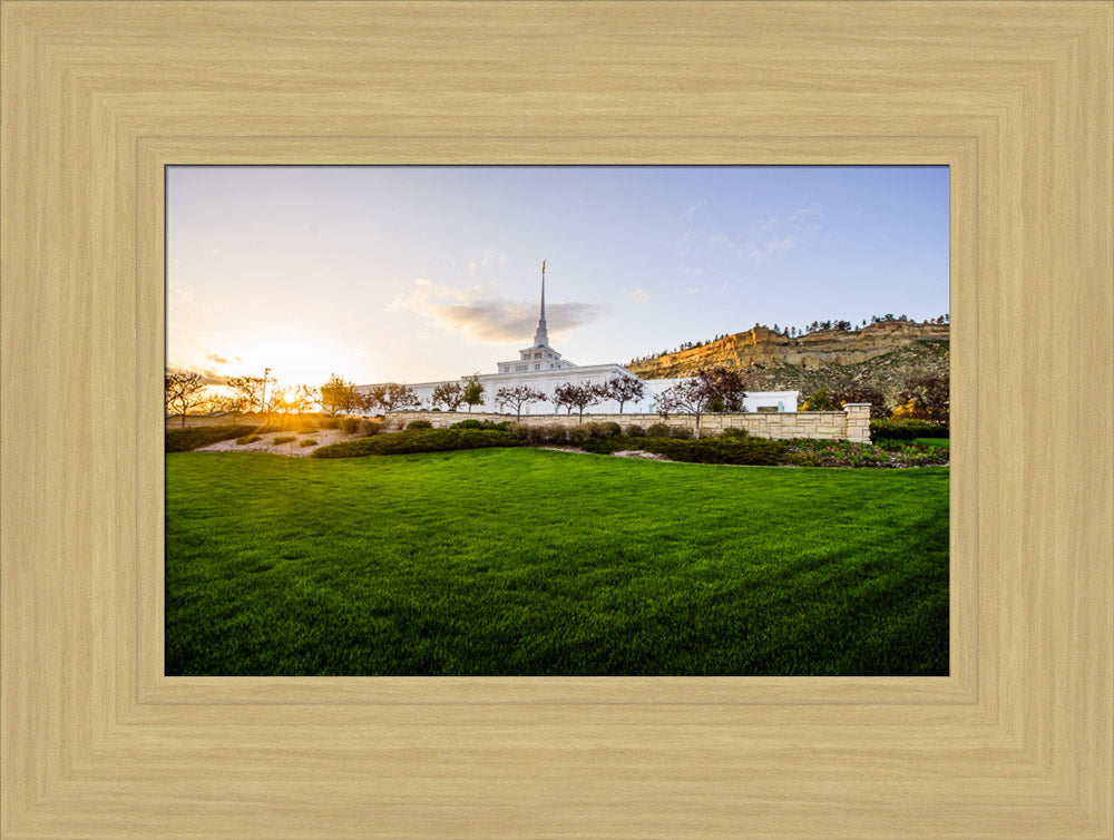 Billings Temple - Sunset - framed giclee canvas