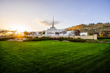 The Billings Montana Temple at sunset.