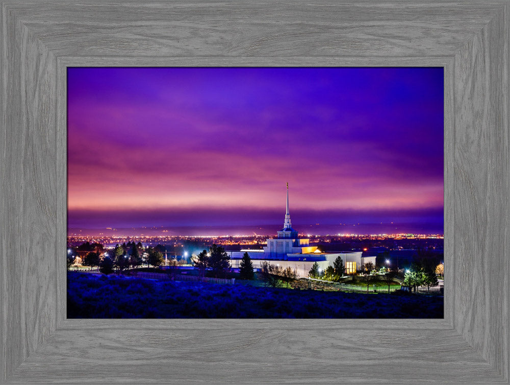 Billings Montana Temple - Purple Twilight - framed giclee canvas