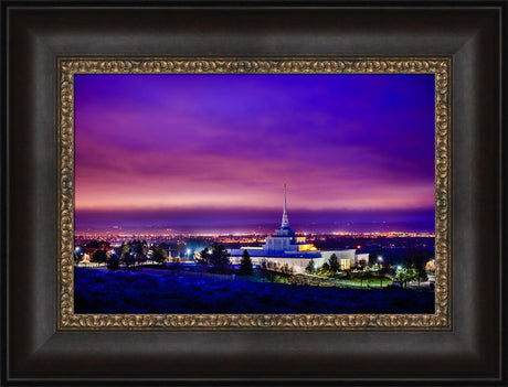 Billings Montana Temple - Purple Twilight - framed giclee canvas