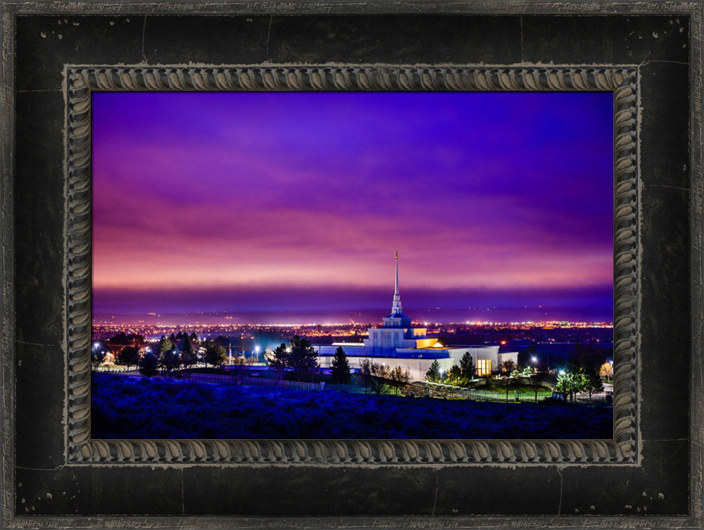 Billings Montana Temple - Purple Twilight - framed giclee canvas