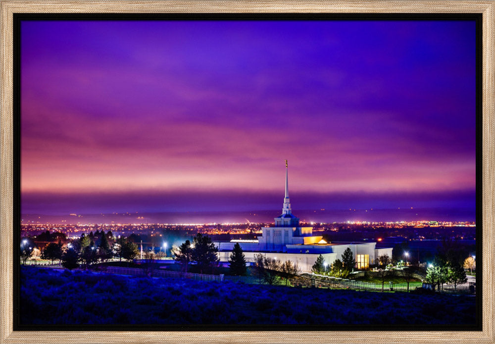 Billings Montana Temple - Purple Twilight - framed giclee canvas