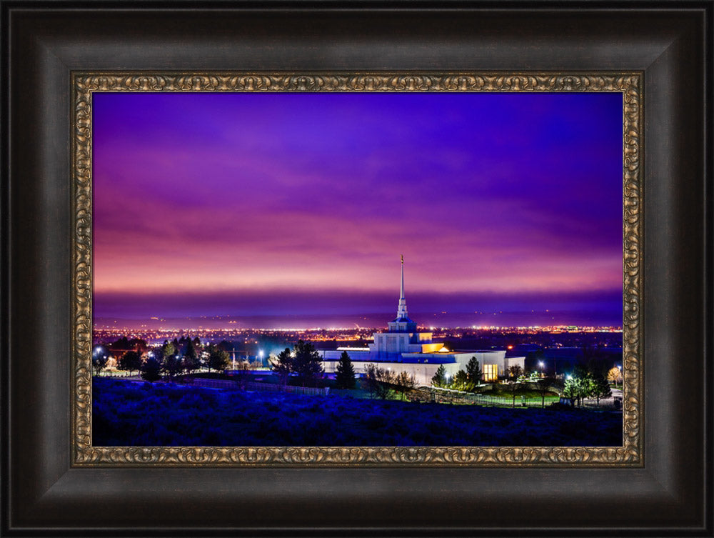 Billings Montana Temple - Purple Twilight - framed giclee canvas