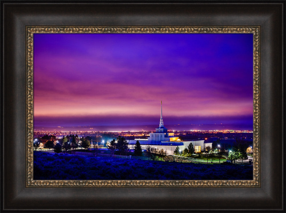 Billings Montana Temple - Purple Twilight - framed giclee canvas