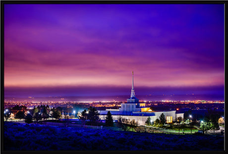 Billings Montana Temple - Purple Twilight - framed giclee canvas