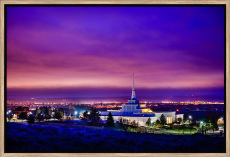 Billings Montana Temple - Purple Twilight - framed giclee canvas