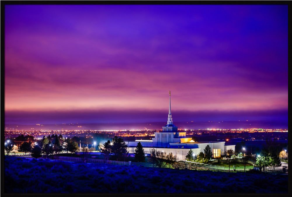 Billings Montana Temple - Purple Twilight - framed giclee canvas