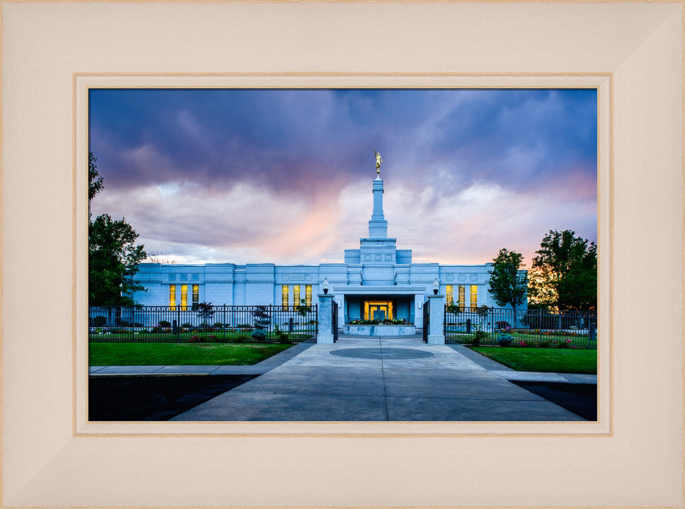 Medford Temple - Sunset - framed giclee canvas