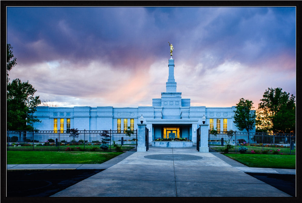 Medford Temple - Sunset - framed giclee canvas