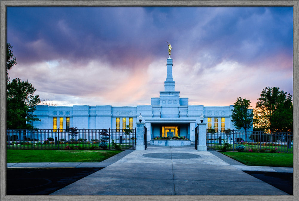 Medford Temple - Sunset - framed giclee canvas