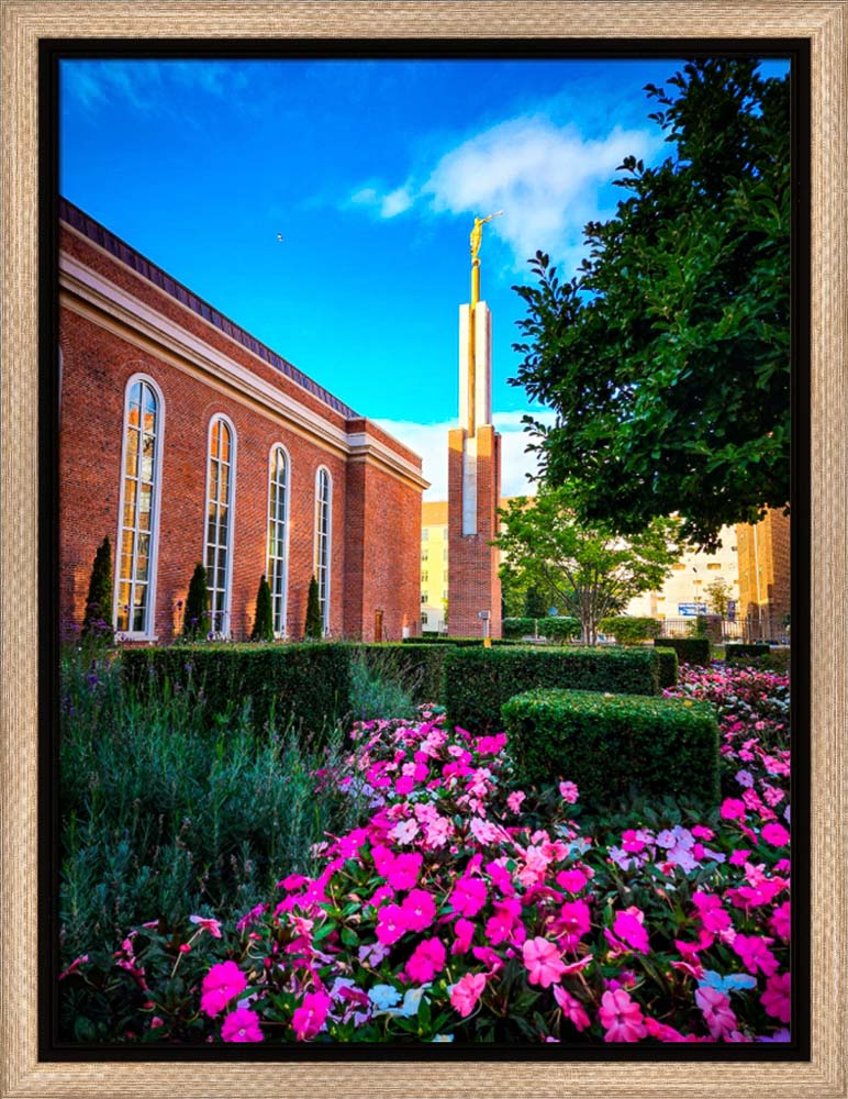 Copenhagen Denmark Temple - Flowers - framed giclee canvas