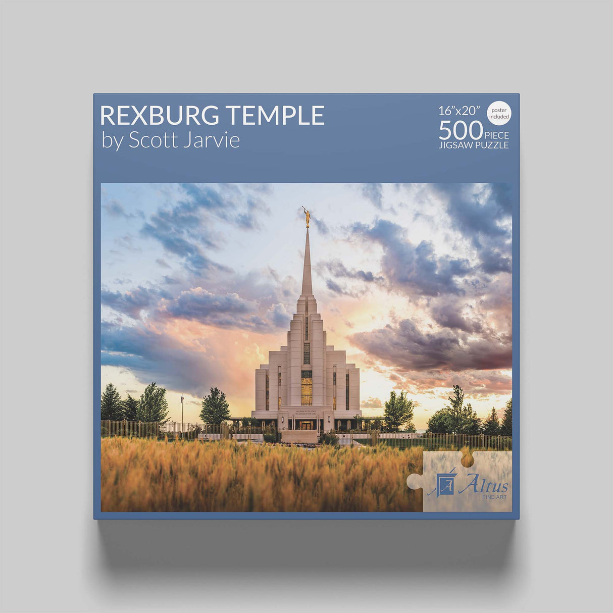 Rexburg Temple - Fiery Sunset 500 Piece Puzzle