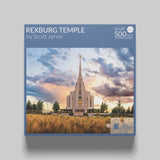 Rexburg Temple - Fiery Sunset 500 Piece Puzzle