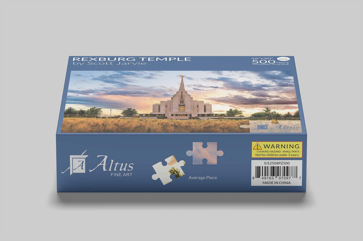 Rexburg Temple - Fiery Sunset 500 Piece Puzzle