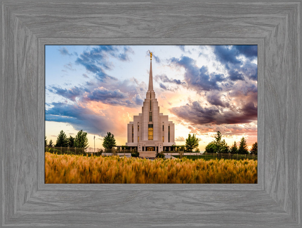 Rexburg Temple - Fiery Sunset by Scott Jarvie