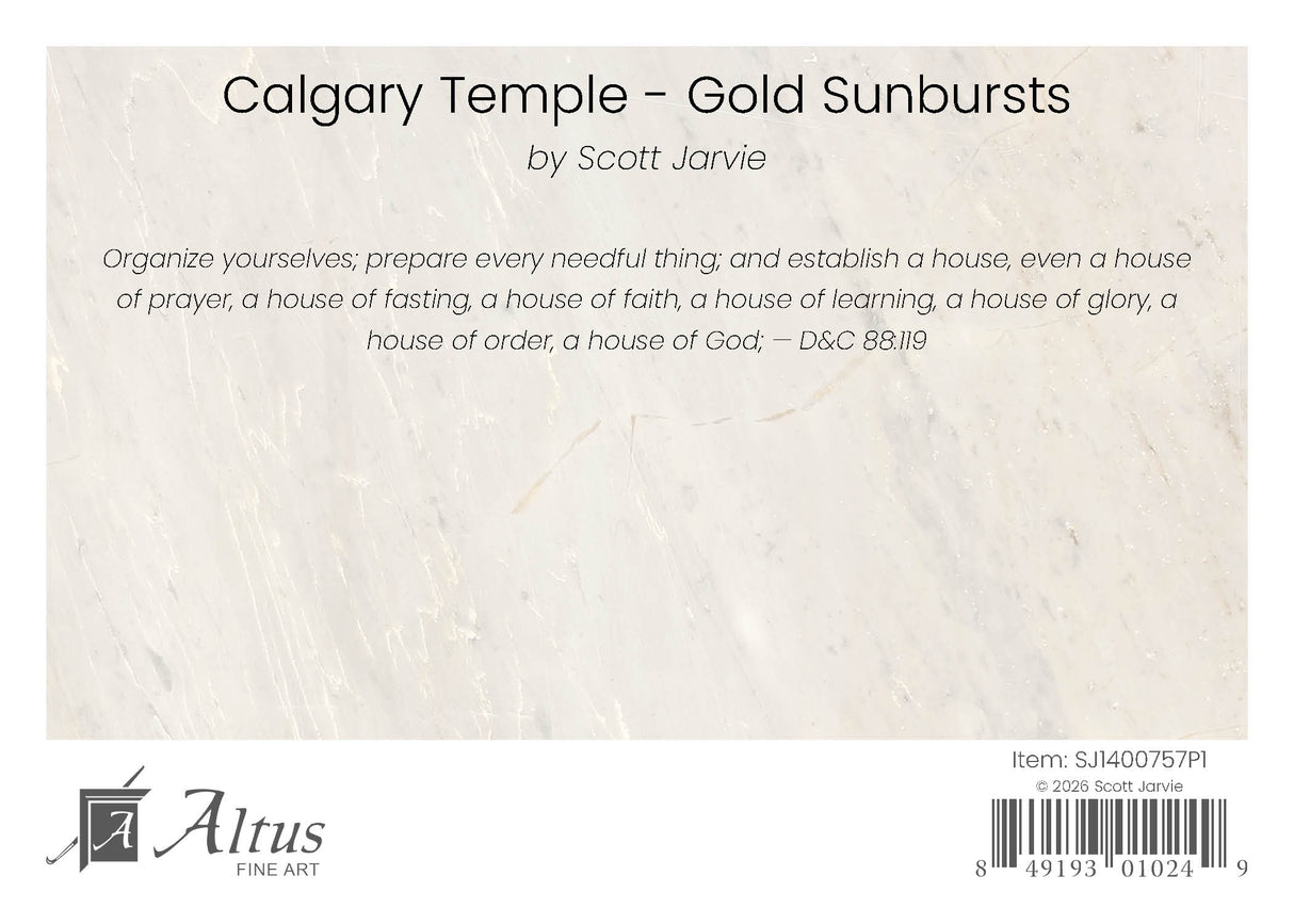 Calgary Temple - Gold Sunbursts