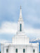 The Orem Utah Temple with a blue sky background.