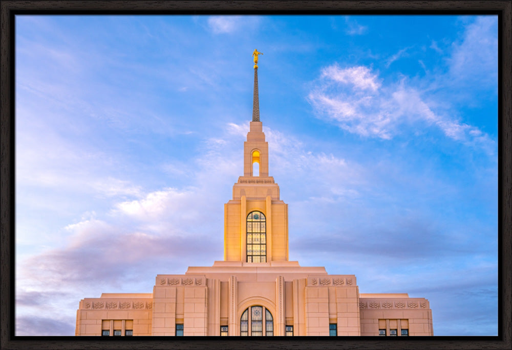 Red Cliffs Utah Temple - Pink Sky - framed giclee canvas